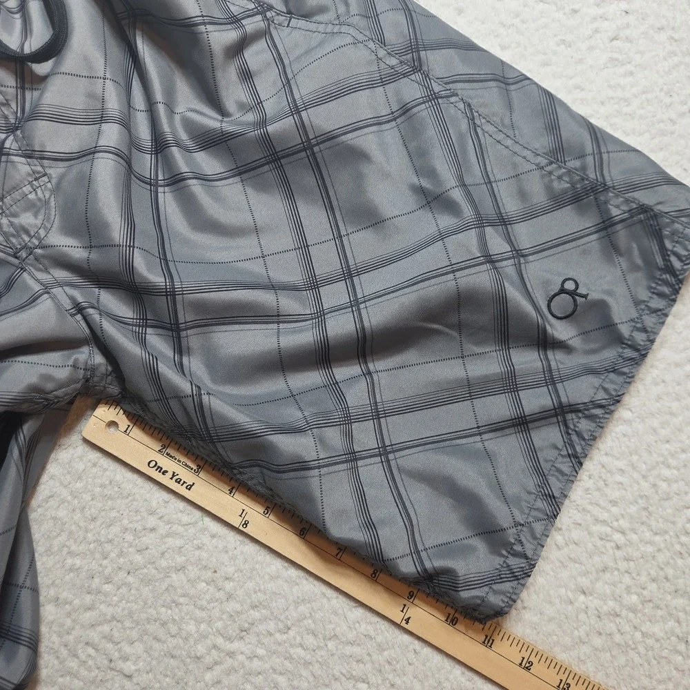 OP (Ocean Pacific) Men's Grey Plaid Board Shorts/Swim Trunks Size 30 Y2K
